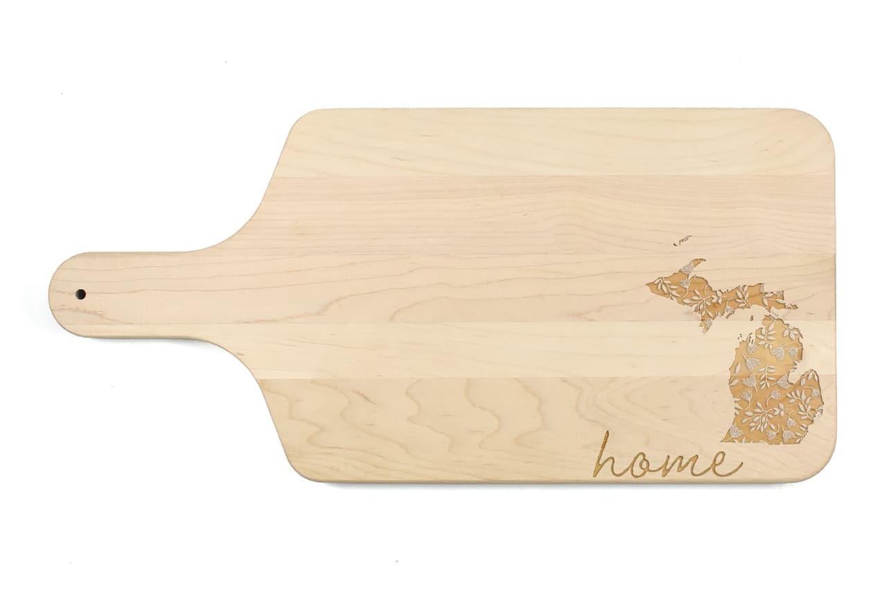 17" Floral Home State Maple Paddle Cutting Board